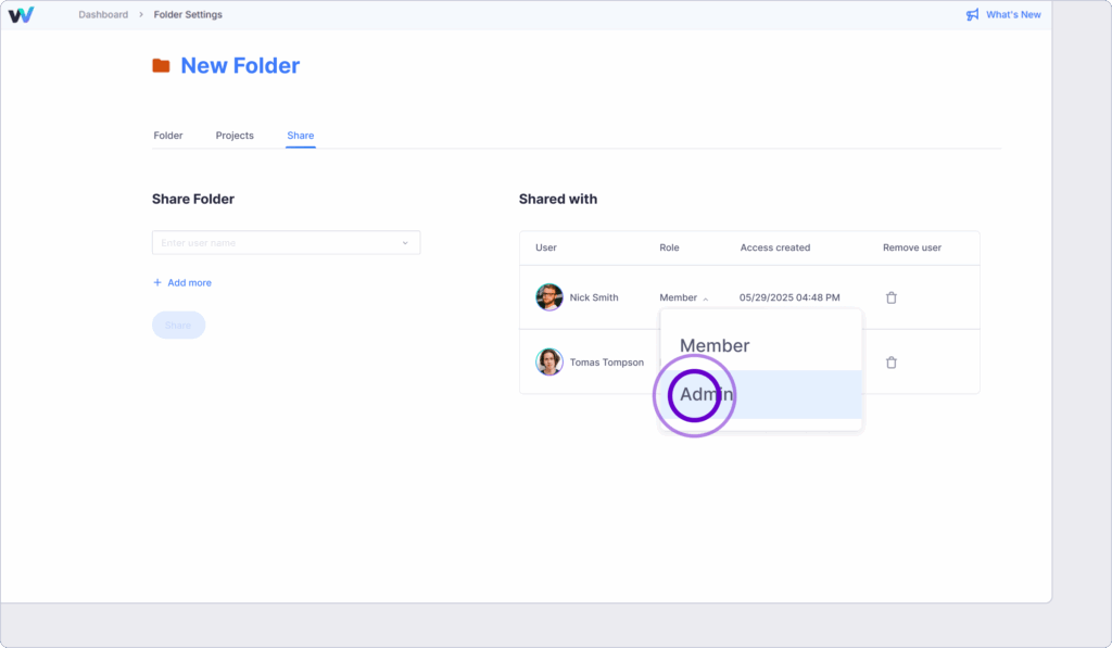 Manage folder roles
