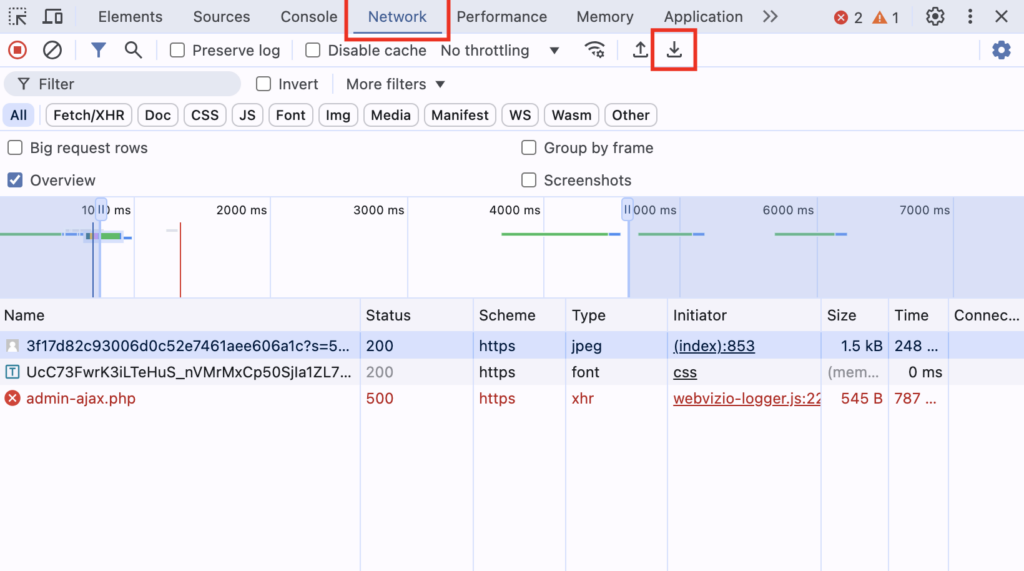 How to find and download .HAR file 