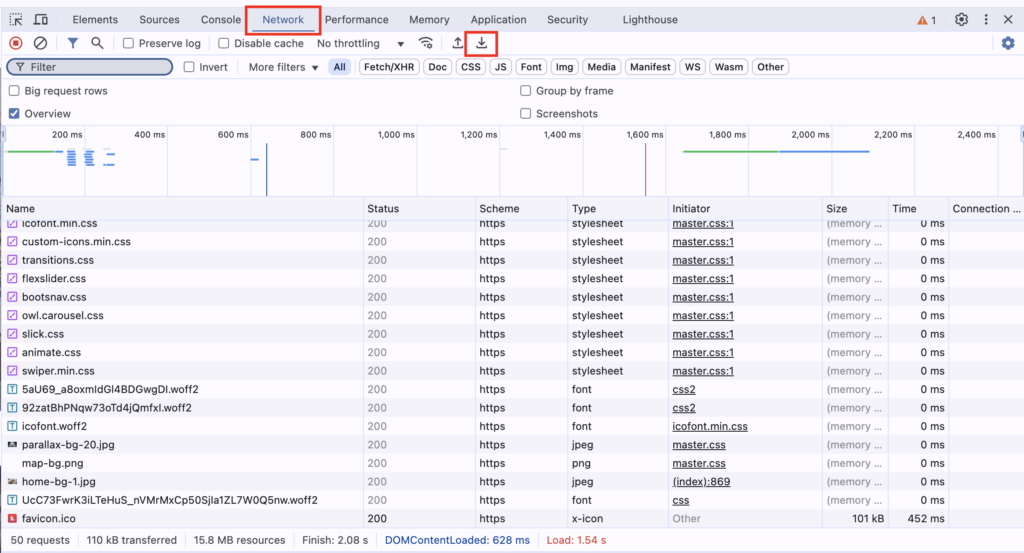 How to download HAR file in Google Chrome