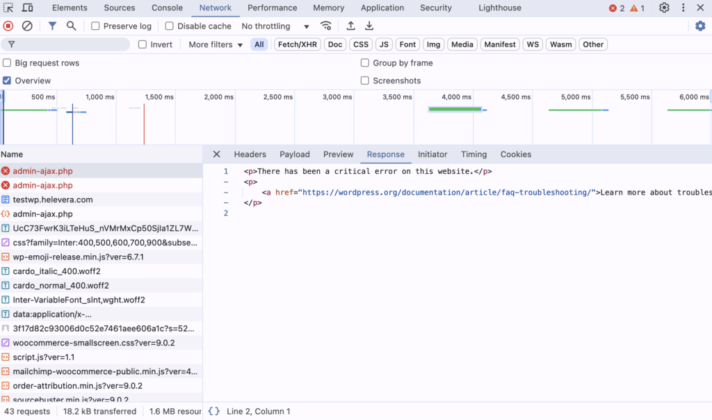 Troubleshooting using a HAR file