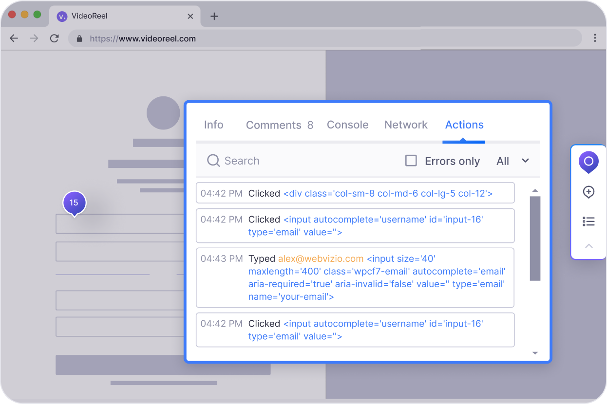 User actions and automatic retro steps
