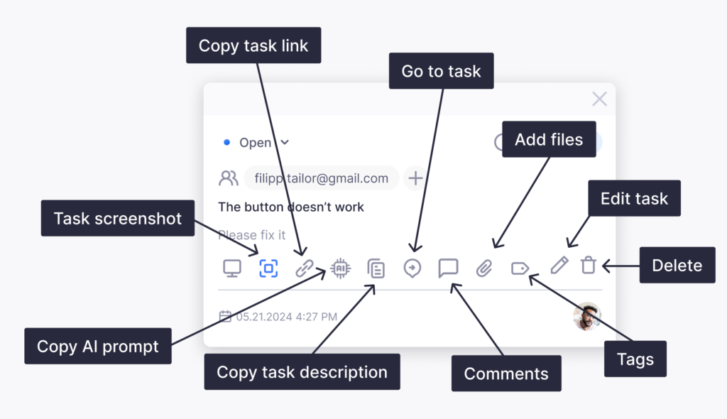 Webvizio Browser Extension Task View