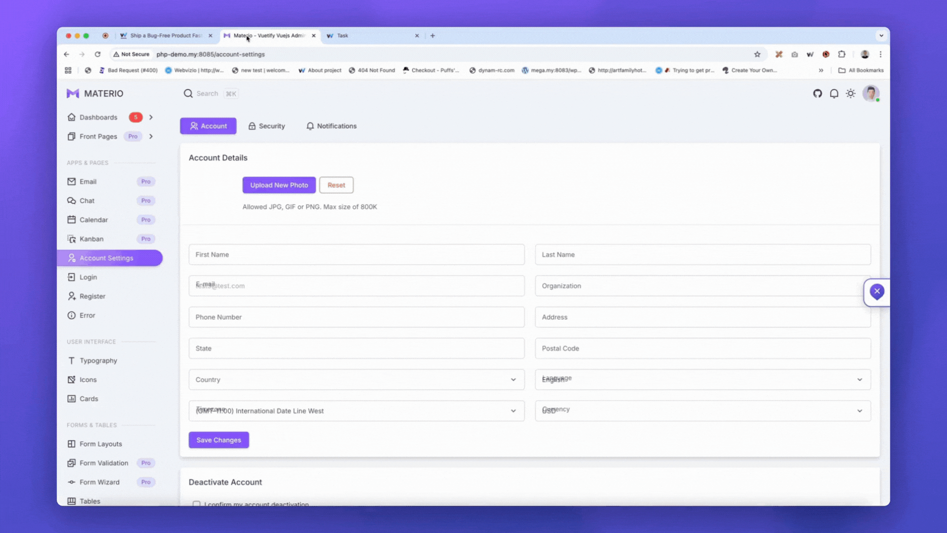 Reload your web application page to see the implemented changes